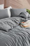L'essentiel linge de maison Juego de funda nórdica y sábana ajustable - Antracita